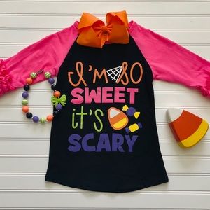 Girls "I'm so sweet it's Scary" Boutique Raglan 🍭